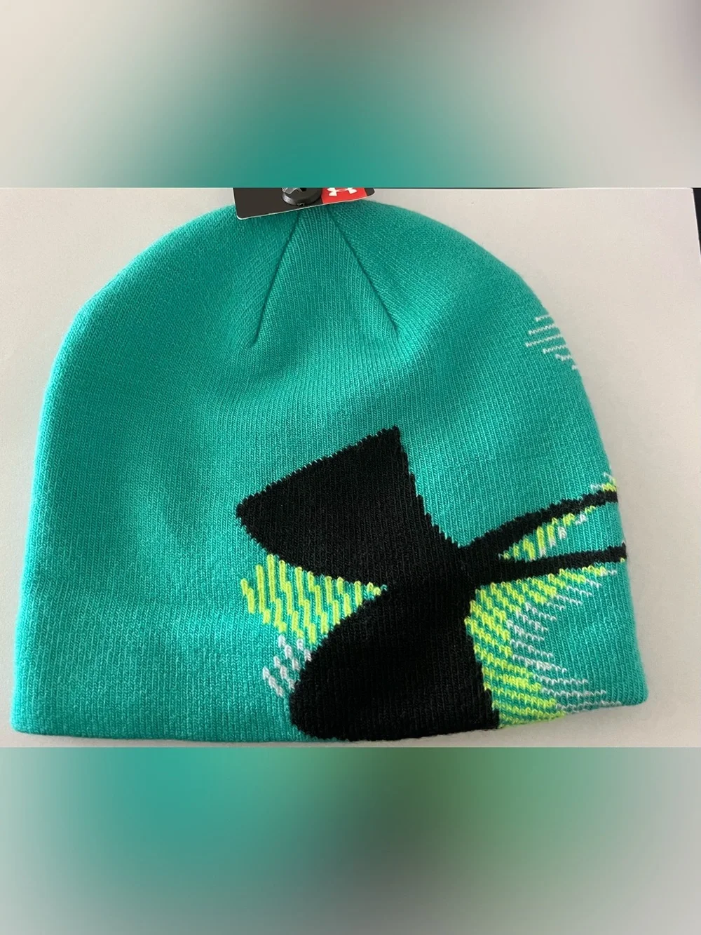 Under Armour Kids Teal Beanie with Black Under Armour Logo